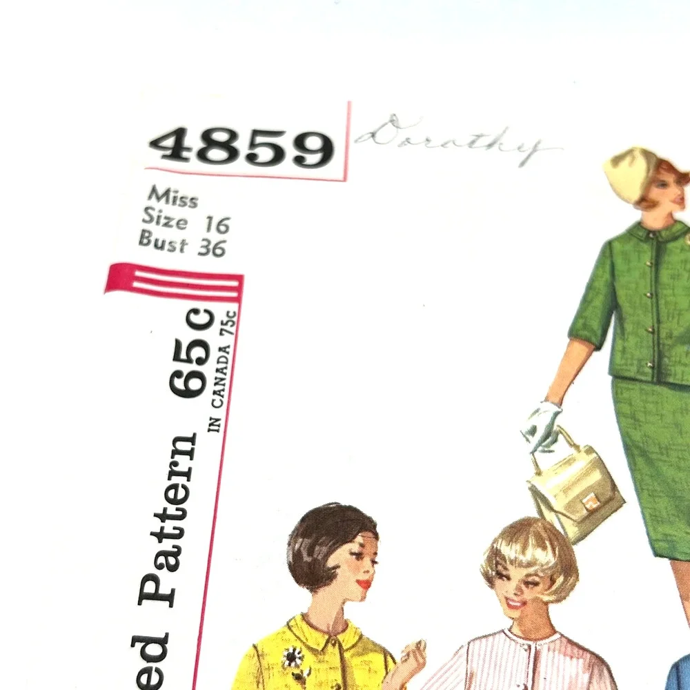 Simplicity Vintage 1960's‎ Pattern #4859  Junior Misses Skirt and Jacket Size 16